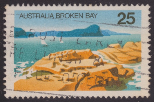 Broken Bay 25-cent Australian postage stamp picturing Broken Bay in New South Wales