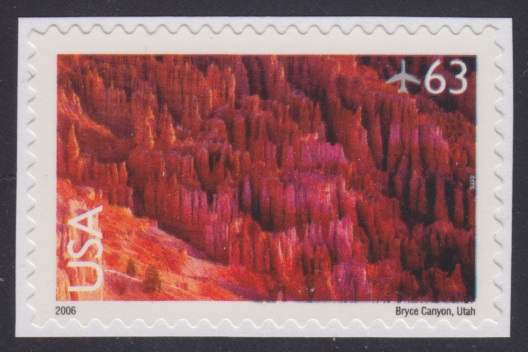 Bryce Canyon 63-cent U.S. postage stamp picturing Bryce Canyon in Utah, USA