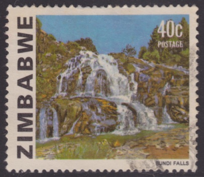 40-cent Zimbabwean postage stamp picturing Bundi Falls in Zimbabwe