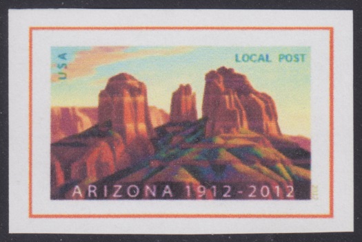 Arizona Local Post stamp picturing Cathedral Rock in Arizona, USA