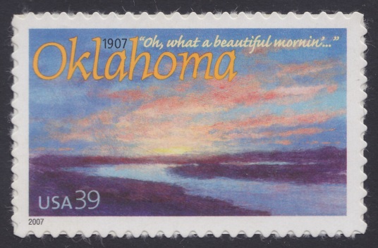 39-cent U.S. postage stamp picturing the Cimarron River in Oklahoma, USA
