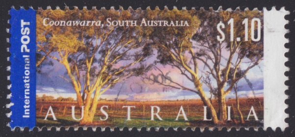 $1.10 Australian postage stamp picturing Coonawarra in South Australia