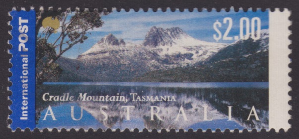 $2 Australian postage stamp picturing Cradle Mountain & Dove Lake in Tasmania
