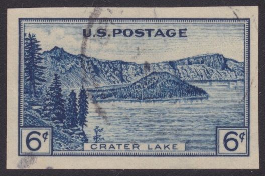 Crater Lake 6-cent U.S. postage stamp picturing Crater Lake in Oregon, USA