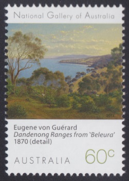Dandenong Ranges 60-cent Australian postage stamp picturing the Dandenong Ranges in Victoria