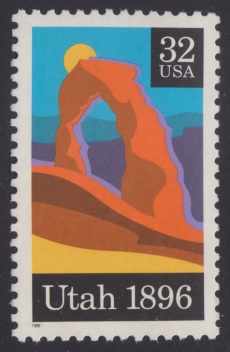 32-cent U.S. postage stamp picturing Delicate Arch in Utah, USA
