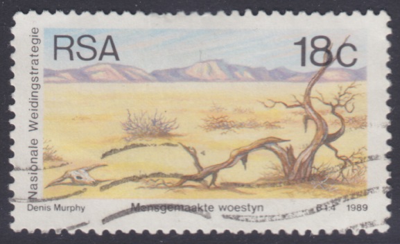 18-cent South African postage stamp picturing a desert in South Africa
