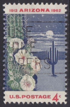 4-cent U.S. postage stamp picturing a desert in Arizona, USA