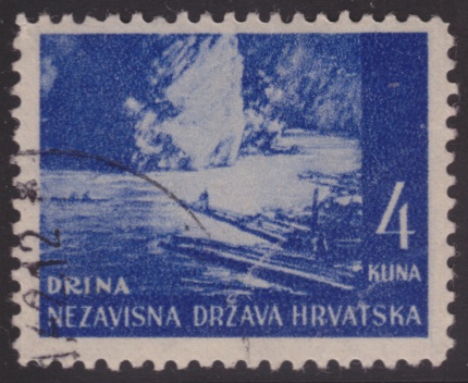 4-kuna Croatian postage stamp picturing the Drina in Bosnia & Herzegovina and Serbia