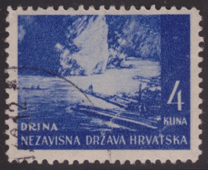 Drina 4-kuna Croatian postage stamp picturing the Drina in Bosnia & Herzegovina and Serbia