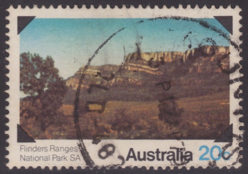 20-cent Australian postage stamp picturing Flinders Ranges in South Australia