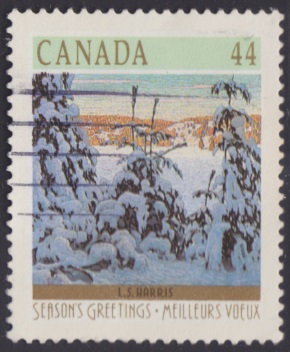 44-cent Canadian postage stamp picturing a forest in Canada