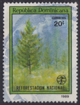 20-cent Dominican postage stamp picturing a forest in the Dominican Republic