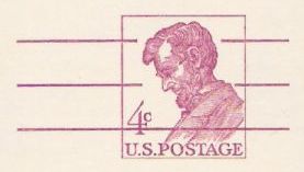 Violet 4-cent U.S. postal card picturing Abraham Lincoln