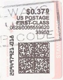 37-cent U.S. personal computer postage stamp bearing barcode