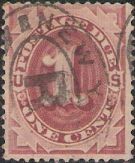 Brown red 1-cent U.S. postage due stamp picturing numeral '1'