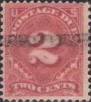 Scarlet 2-cent U.S. postage due stamp picturing numeral '2'