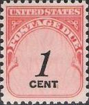 1-cent U.S. postage due stamp picturing numeral '1'