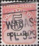 $5 U.S. postage due stamp picturing numeral '5' and word 'dollar'