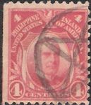 Red 4-centavo Philippine postage stamp picturing William McKinley