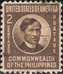 Brown 2-centavo Philippine postage stamp picturing Jose Rizal