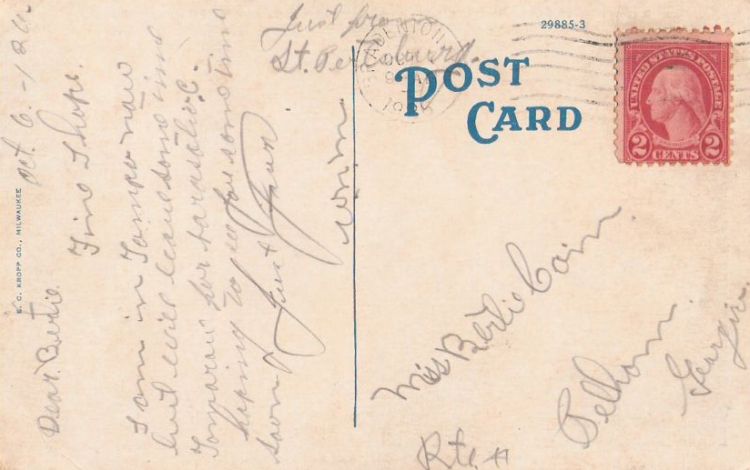 Postcard bearing George Washington stamp