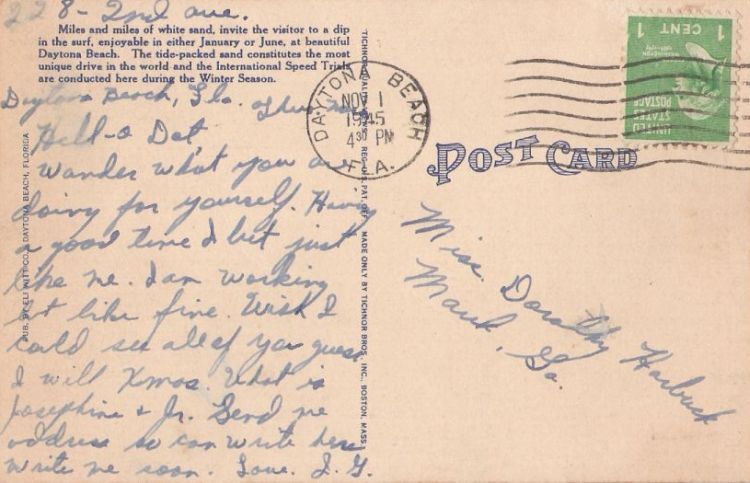 Postcard bearing George Washington stamp