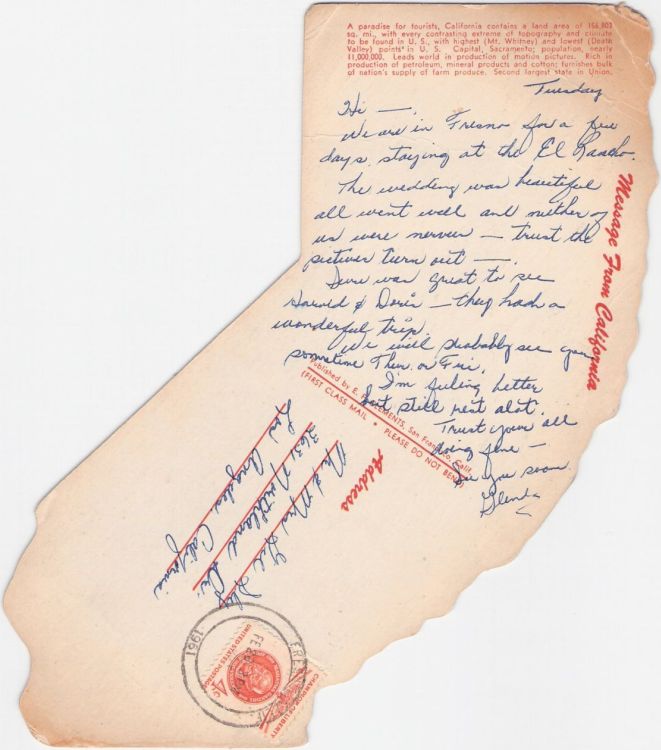 Postcard bearing Mahatma Gandhi stamp