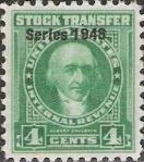 Green 4-cent U.S. revenue stamp picturing Albert Gallatin