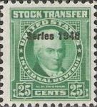 Green 25-cent U.S. revenue stamp picturing S.D. Ingham