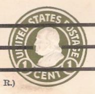 Olive 1-cent U.S. stamped envelope picturing Benjamin Franklin