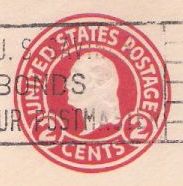 Red 2-cent U.S. stamped envelope picturing George Washington