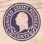 George Washington Purple 3-cent U.S. stamped envelope picturing George Washington