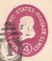 Magenta 4-cent U.S. stamped envelope picturing George Washington