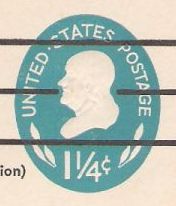 Green blue 1.25-cent U.S. stamped envelope picturing Benjamin Franklin