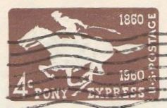 Pony Express Brown 4-cent U.S. stamped envelope picturing hrose and rider