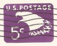 Purple 5-cent U.S. stamped envelope picturing eagle
