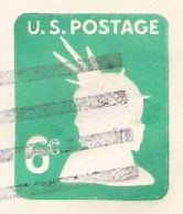 Green 6-cent U.S. stamped envelope picturing Statue of Liberty