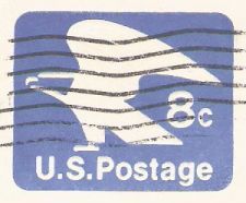 Blue 8-cent U.S. stamped envelope picturing eagle