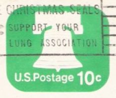 Green 10-cent U.S. stamped envelope picturing Liberty Bell
