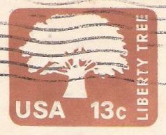Brown 13-cent U.S. stamped envelope picturing Liberty Tree