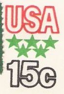 15-cent U.S. stamped envelope picturing letters 'USA' and stars