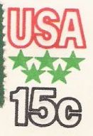 USA & Stars 15-cent U.S. stamped envelope picturing letters 'USA' and stars