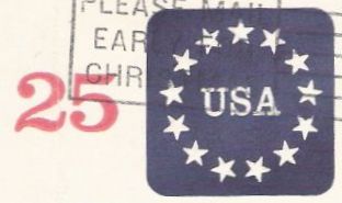 Stars Blue & red 25-cent U.S. stamped envelope picturing circle of stars