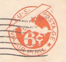 Airplane Orange 6-cent U.S. stamped envelope picturing airplane
