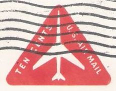 Red 10-cent U.S. stamped envelope picturing airplane