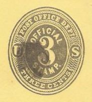 Gray & yellow 3-cent U.S. stamped envelope picturing numeral '3'