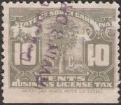 Gray 10-cent South Carolina revenue stamp picturing palm tree